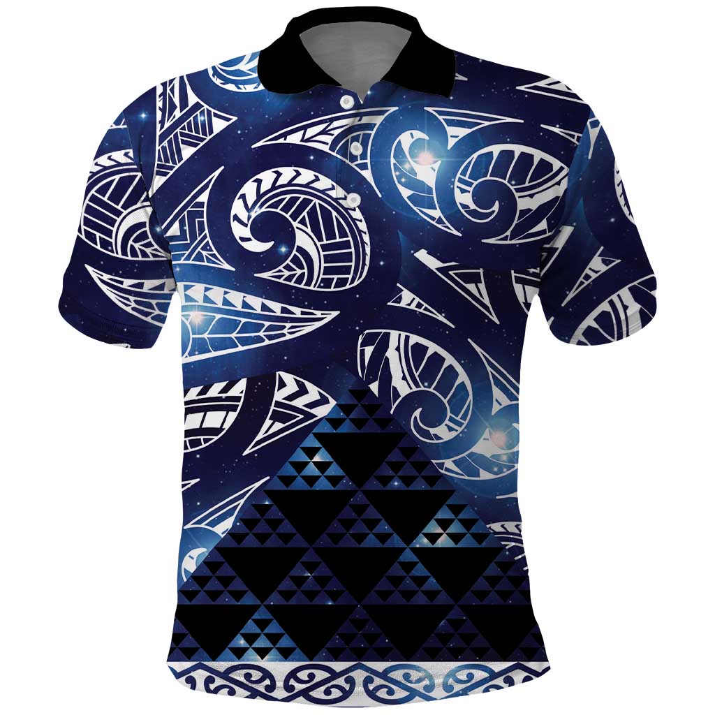 Matariki New Zealand Polo Shirt NZ Niho Taniwha Maori New Year Blue Galaxy LT14 Blue - Polynesian Pride
