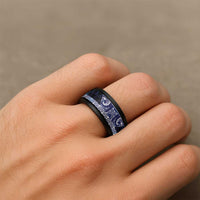 Matariki New Zealand Spinner Ring NZ Niho Taniwha Maori New Year Blue Galaxy LT14 - Polynesian Pride