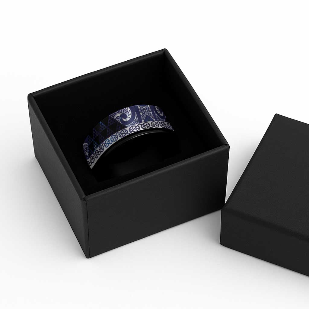 Matariki New Zealand Spinner Ring NZ Niho Taniwha Maori New Year Blue Galaxy LT14 - Polynesian Pride