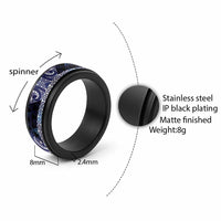 Matariki New Zealand Spinner Ring NZ Niho Taniwha Maori New Year Blue Galaxy LT14 - Polynesian Pride