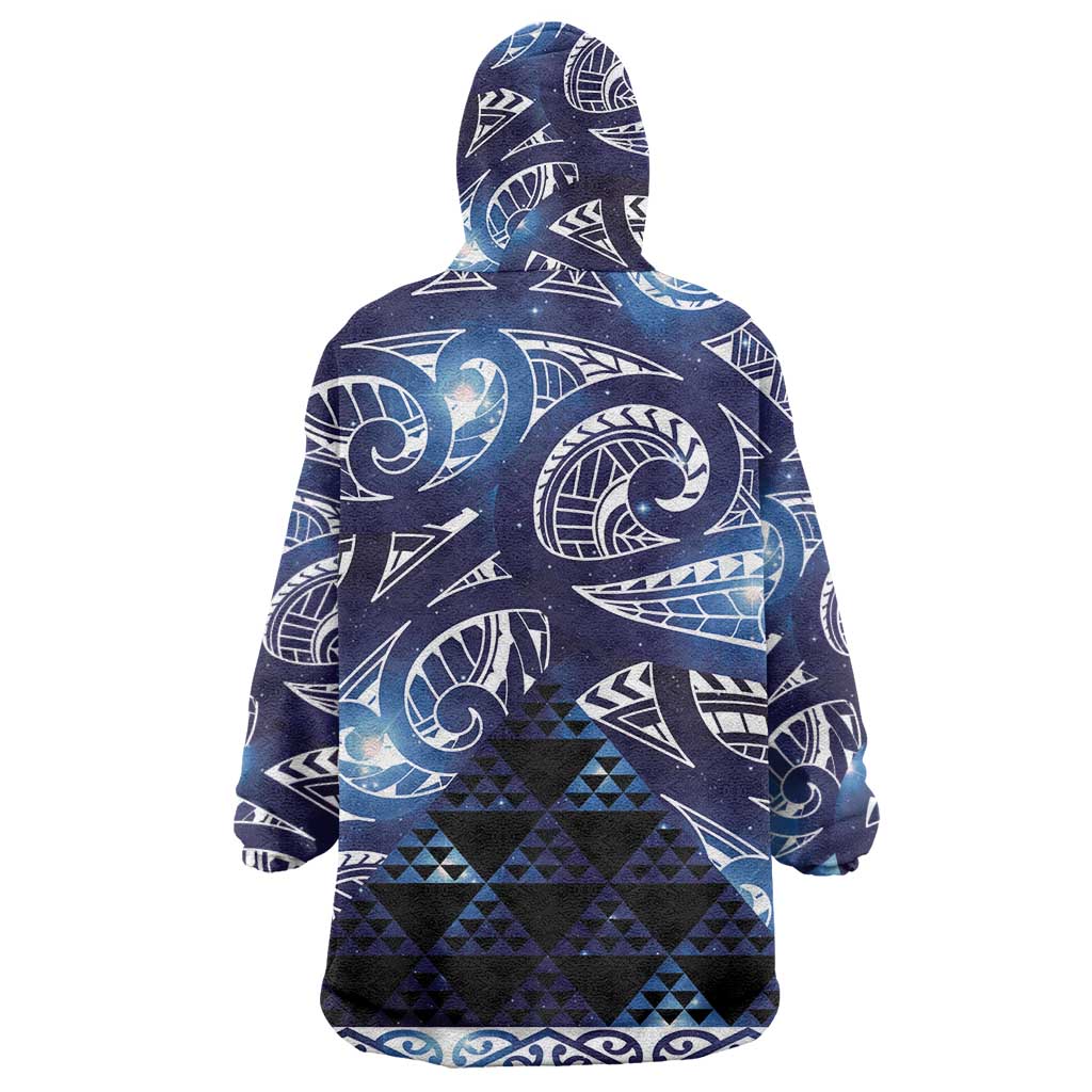 Matariki New Zealand Wearable Blanket Hoodie NZ Niho Taniwha Maori New Year Blue Galaxy