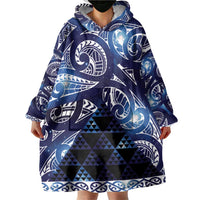 Matariki New Zealand Wearable Blanket Hoodie NZ Niho Taniwha Maori New Year Blue Galaxy