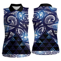 Matariki New Zealand Women Sleeveless Polo Shirt NZ Niho Taniwha Maori New Year Blue Galaxy