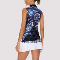 Matariki New Zealand Women Sleeveless Polo Shirt NZ Niho Taniwha Maori New Year Blue Galaxy