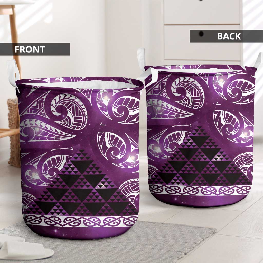 Matariki New Zealand Laundry Basket NZ Niho Taniwha Maori New Year Purple Galaxy LT14 - Polynesian Pride