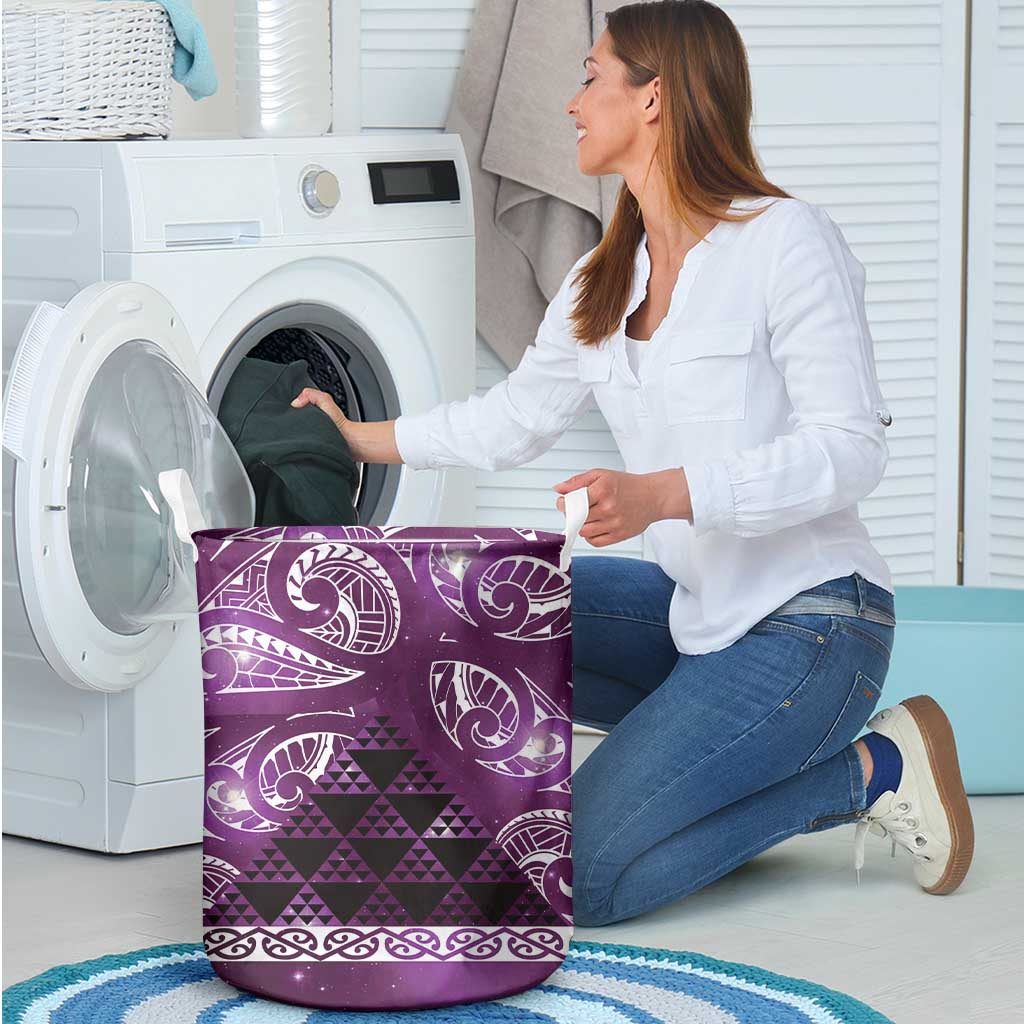 Matariki New Zealand Laundry Basket NZ Niho Taniwha Maori New Year Purple Galaxy LT14 - Polynesian Pride