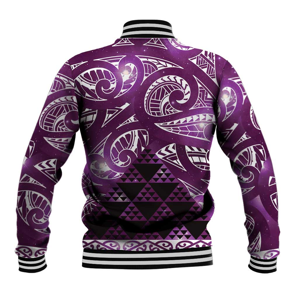 Matariki New Zealand Baseball Jacket NZ Niho Taniwha Maori New Year Purple Galaxy