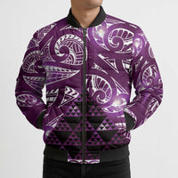Matariki New Zealand Bomber Puffer Jacket NZ Niho Taniwha Maori New Year Purple Galaxy