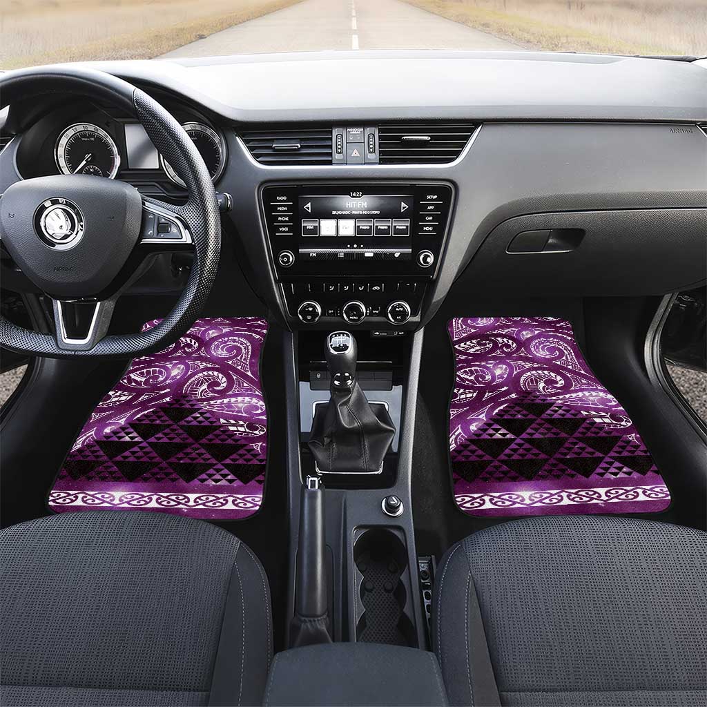 Matariki New Zealand Car Mats NZ Niho Taniwha Maori New Year Purple Galaxy LT14 Set 2pcs - Front Purple - Polynesian Pride