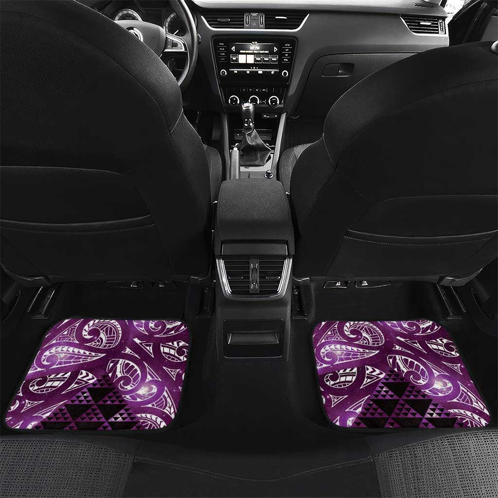 Matariki New Zealand Car Mats NZ Niho Taniwha Maori New Year Purple Galaxy LT14 Set 2pcs - Back Purple - Polynesian Pride