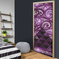 Matariki New Zealand Door Cover NZ Niho Taniwha Maori New Year Purple Galaxy