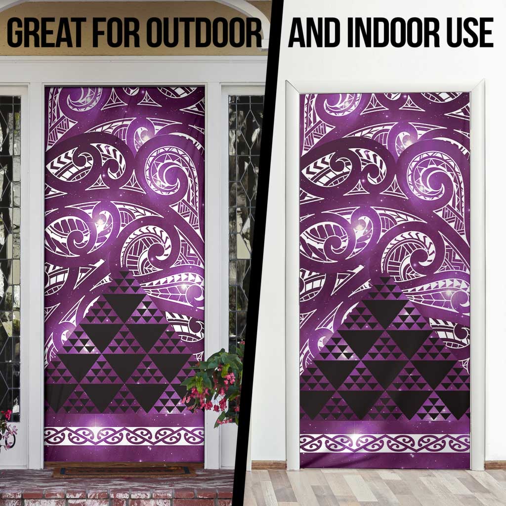 Matariki New Zealand Door Cover NZ Niho Taniwha Maori New Year Purple Galaxy