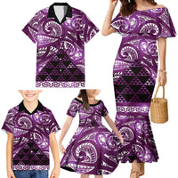 Matariki New Zealand Family Matching Mermaid Dress and Hawaiian Shirt NZ Niho Taniwha Maori New Year Purple Galaxy