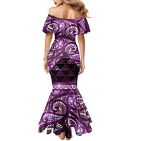 Matariki New Zealand Family Matching Mermaid Dress and Hawaiian Shirt NZ Niho Taniwha Maori New Year Purple Galaxy