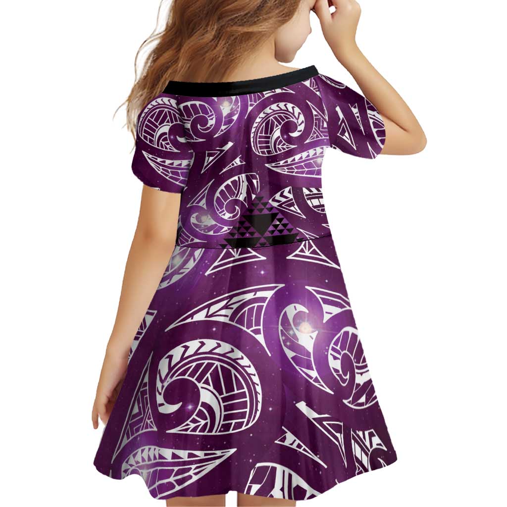 Matariki New Zealand Family Matching Puletasi and Hawaiian Shirt NZ Niho Taniwha Maori New Year Purple Galaxy LT14 - Polynesian Pride