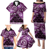 Matariki New Zealand Family Matching Puletasi and Hawaiian Shirt NZ Niho Taniwha Maori New Year Purple Galaxy LT14 - Polynesian Pride