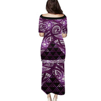 Matariki New Zealand Family Matching Puletasi and Hawaiian Shirt NZ Niho Taniwha Maori New Year Purple Galaxy LT14 - Polynesian Pride