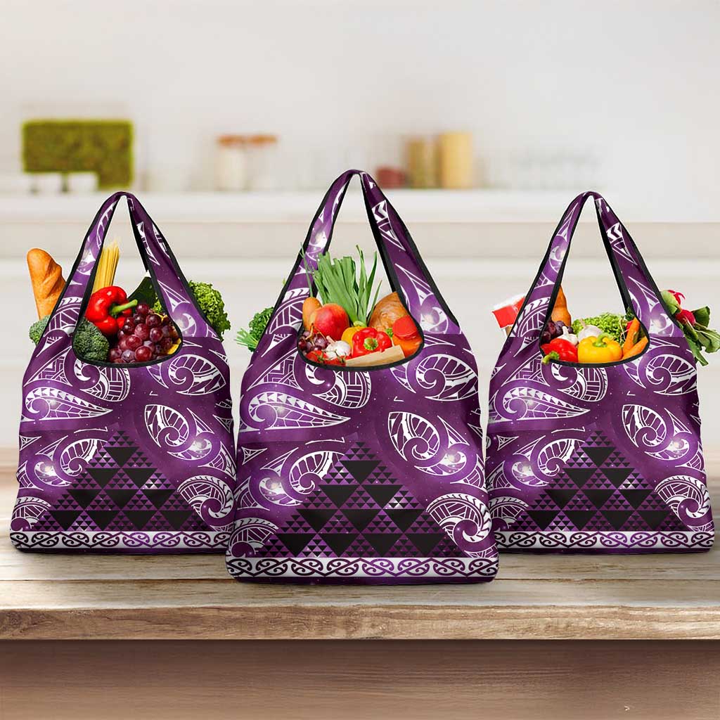 Matariki New Zealand Grocery Bag NZ Niho Taniwha Maori New Year Purple Galaxy