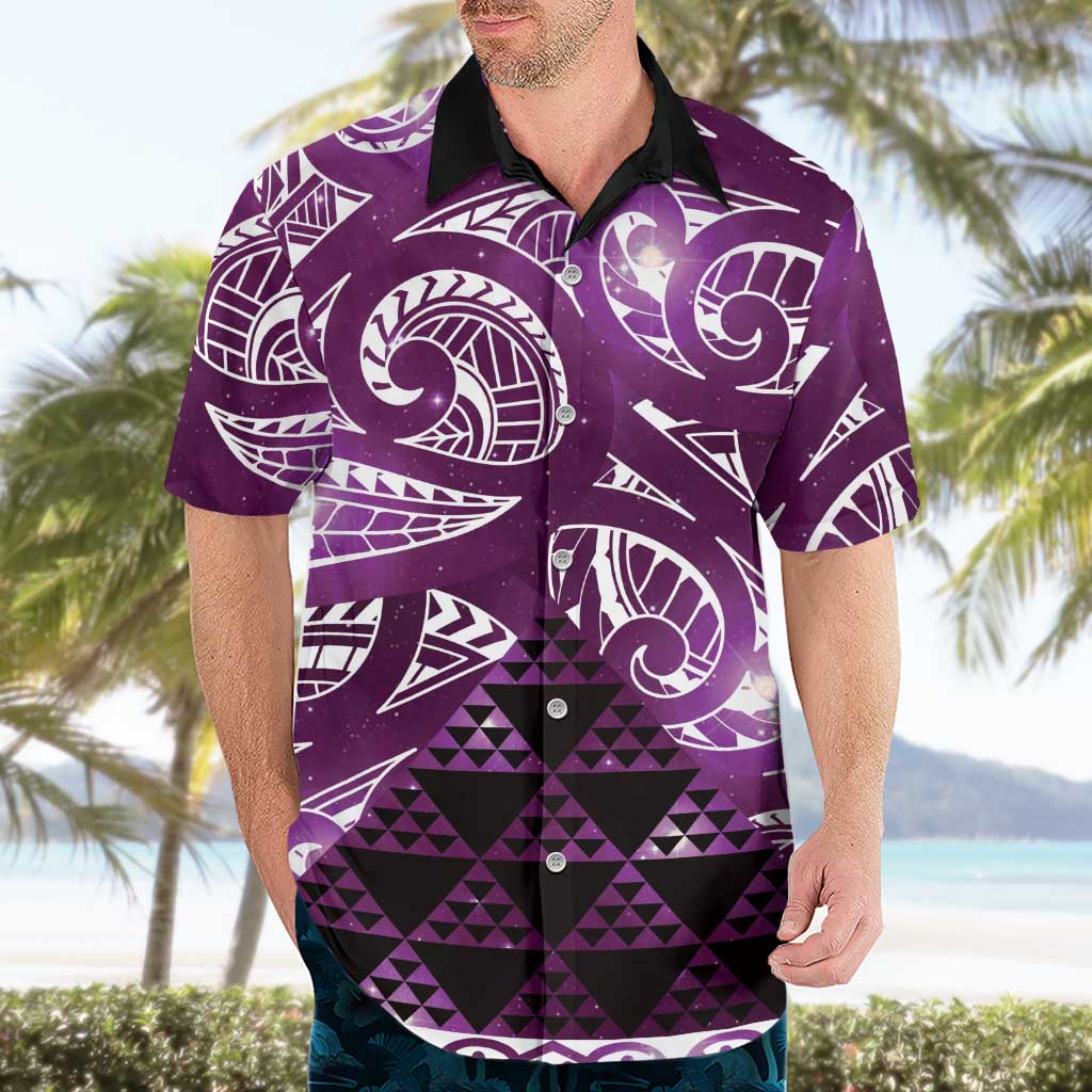 Matariki New Zealand Hawaiian Shirt NZ Niho Taniwha Maori New Year Purple Galaxy