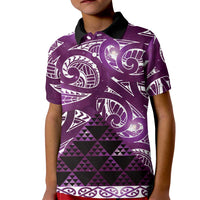 Matariki New Zealand Kid Polo Shirt NZ Niho Taniwha Maori New Year Purple Galaxy