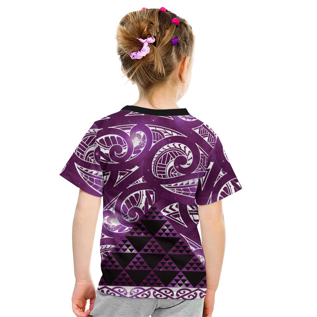 Matariki New Zealand Kid T Shirt NZ Niho Taniwha Maori New Year Purple Galaxy