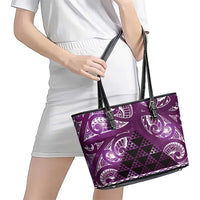 Matariki New Zealand Leather Tote Bag NZ Niho Taniwha Maori New Year Purple Galaxy
