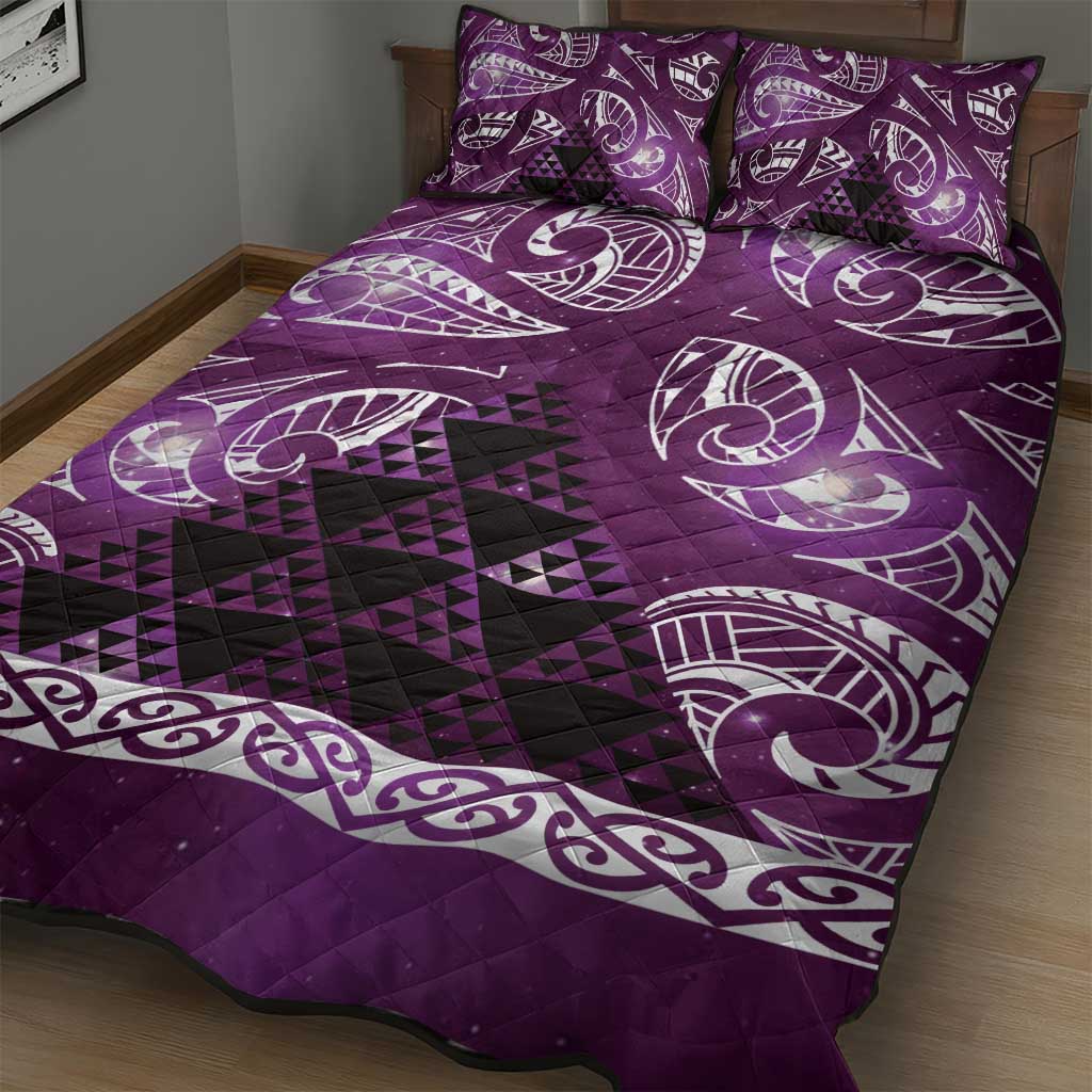 Matariki New Zealand Quilt Bed Set NZ Niho Taniwha Maori New Year Purple Galaxy LT14 - Polynesian Pride