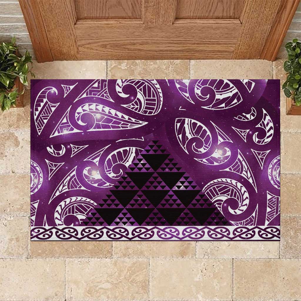 Matariki New Zealand Rubber Doormat NZ Niho Taniwha Maori New Year Purple Galaxy LT14 Purple - Polynesian Pride