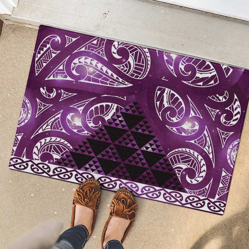 Matariki New Zealand Rubber Doormat NZ Niho Taniwha Maori New Year Purple Galaxy LT14 - Polynesian Pride