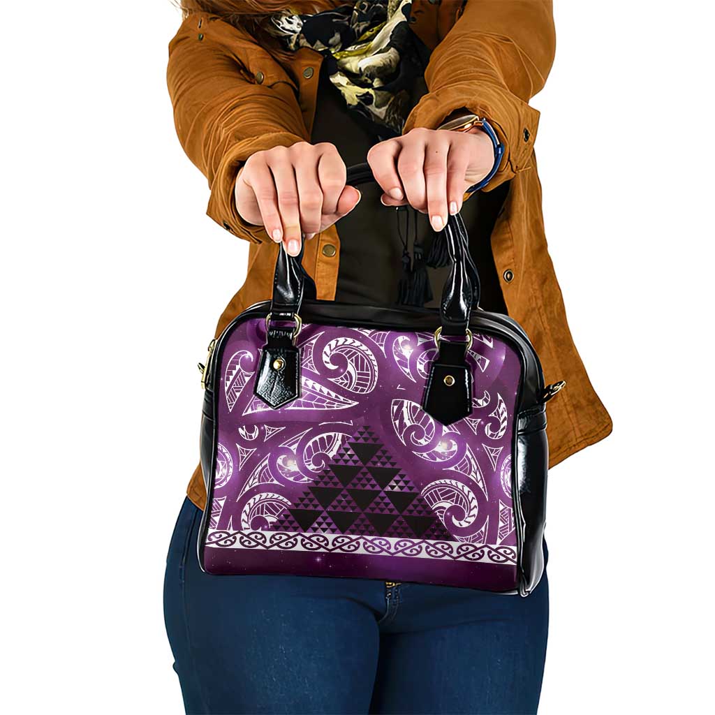 Matariki New Zealand Shoulder Handbag NZ Niho Taniwha Maori New Year Purple Galaxy LT14 One Size Purple - Polynesian Pride