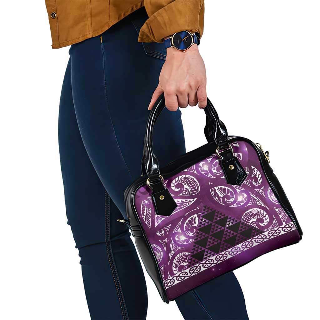 Matariki New Zealand Shoulder Handbag NZ Niho Taniwha Maori New Year Purple Galaxy LT14 - Polynesian Pride