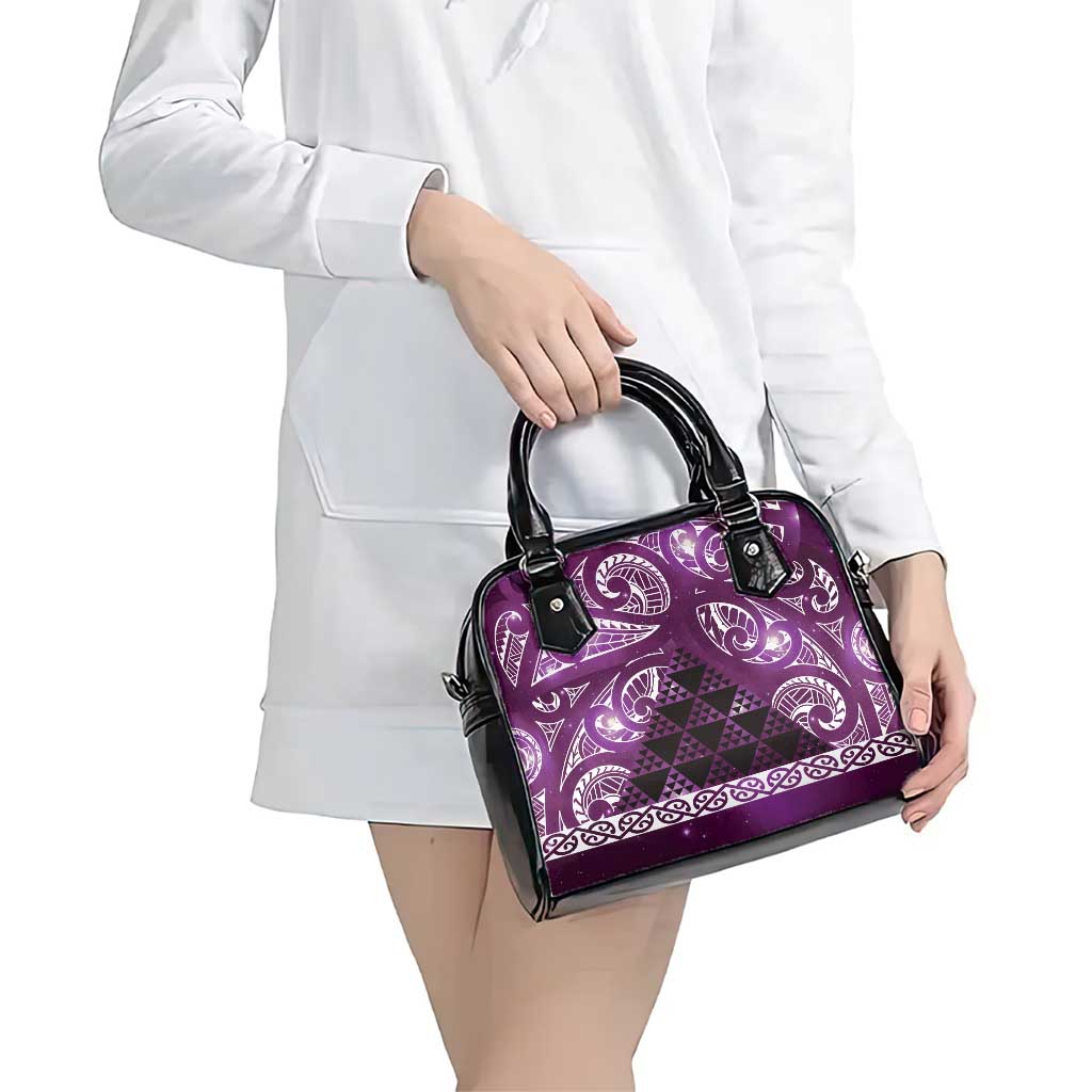 Matariki New Zealand Shoulder Handbag NZ Niho Taniwha Maori New Year Purple Galaxy LT14 - Polynesian Pride