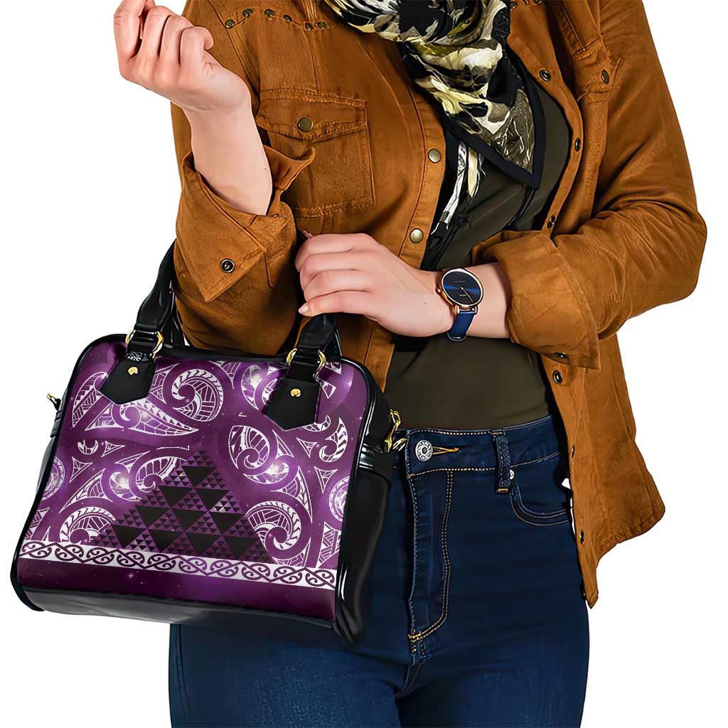 Matariki New Zealand Shoulder Handbag NZ Niho Taniwha Maori New Year Purple Galaxy LT14 - Polynesian Pride