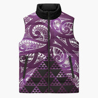 Matariki New Zealand Sleeveless Puffer Jacket NZ Niho Taniwha Maori New Year Purple Galaxy LT14 Unisex Purple - Polynesian Pride