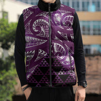 Matariki New Zealand Sleeveless Puffer Jacket NZ Niho Taniwha Maori New Year Purple Galaxy LT14 - Polynesian Pride