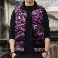 Matariki New Zealand Sleeveless Puffer Jacket NZ Niho Taniwha Maori New Year Purple Galaxy LT14 - Polynesian Pride