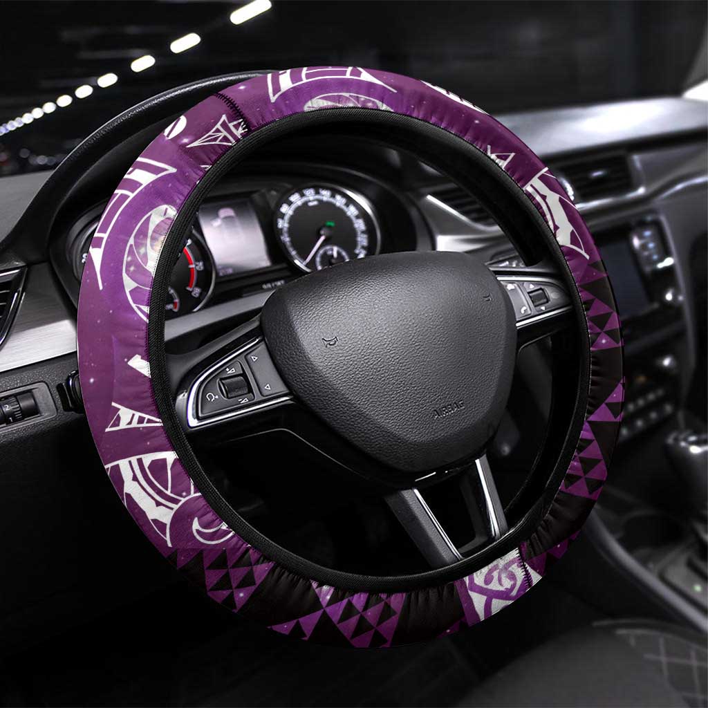 Matariki New Zealand Steering Wheel Cover NZ Niho Taniwha Maori New Year Purple Galaxy