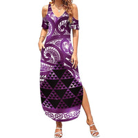 Matariki New Zealand Summer Maxi Dress NZ Niho Taniwha Maori New Year Purple Galaxy