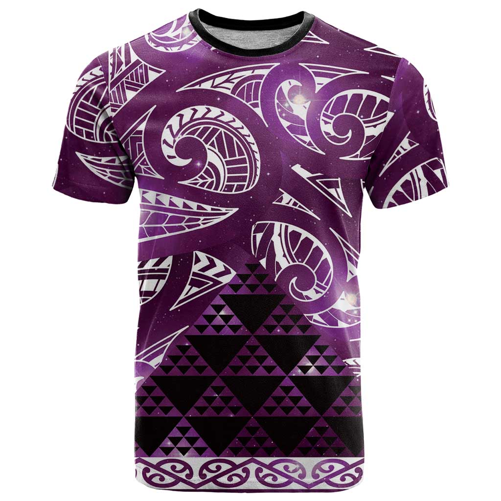 Matariki New Zealand T Shirt NZ Niho Taniwha Maori New Year Purple Galaxy