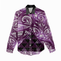 Matariki New Zealand Women Casual Shirt NZ Niho Taniwha Maori New Year Purple Galaxy