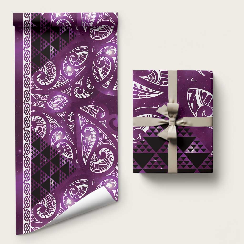 Matariki New Zealand Wrapping Paper NZ Niho Taniwha Maori New Year Purple Galaxy LT14 58" × 23" Purple - Polynesian Pride