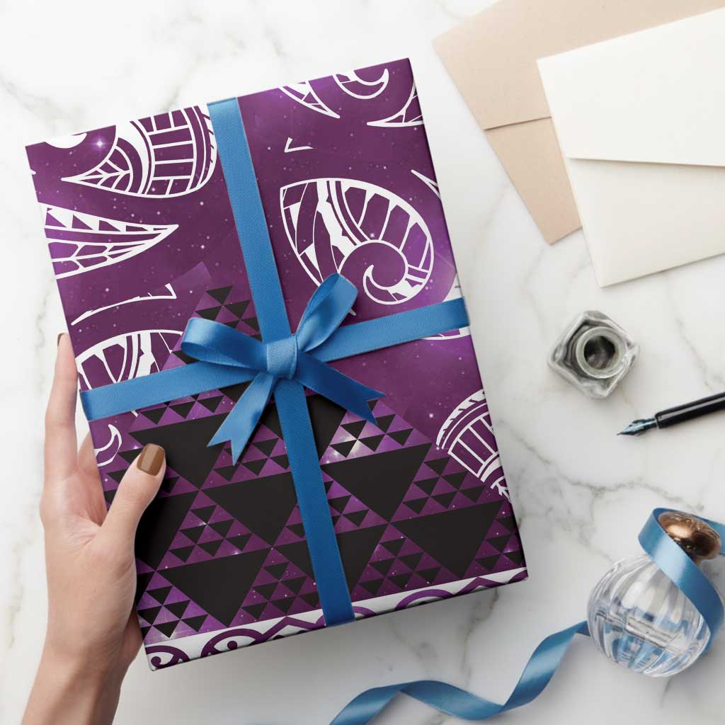 Matariki New Zealand Wrapping Paper NZ Niho Taniwha Maori New Year Purple Galaxy LT14 - Polynesian Pride