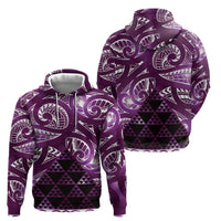 Matariki New Zealand Zip Hoodie NZ Niho Taniwha Maori New Year Purple Galaxy