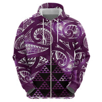 Matariki New Zealand Zip Hoodie NZ Niho Taniwha Maori New Year Purple Galaxy
