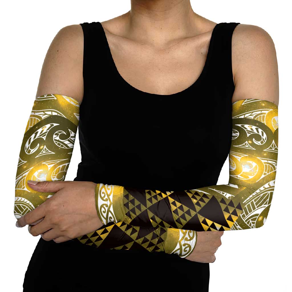 Matariki New Zealand Arm Sleeves NZ Niho Taniwha Maori New Year Yellow Galaxy LT14 - Polynesian Pride