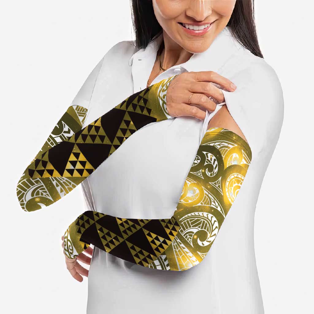 Matariki New Zealand Arm Sleeves NZ Niho Taniwha Maori New Year Yellow Galaxy LT14 - Polynesian Pride
