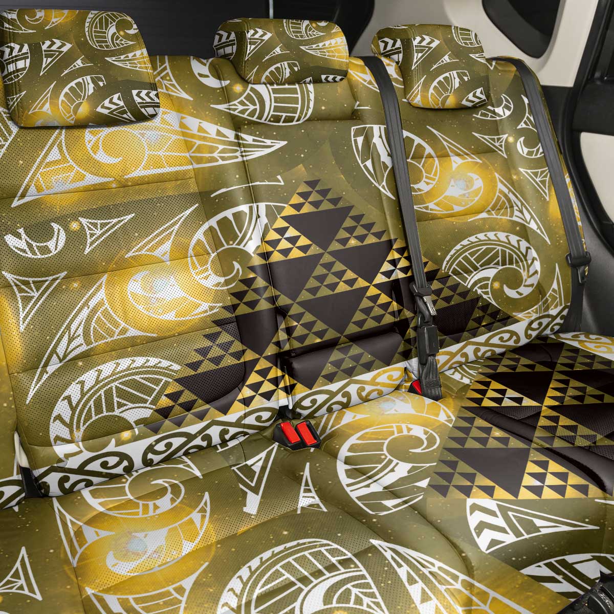 Matariki New Zealand Back Car Seat Cover NZ Niho Taniwha Maori New Year Yellow Galaxy LT14 - Polynesian Pride