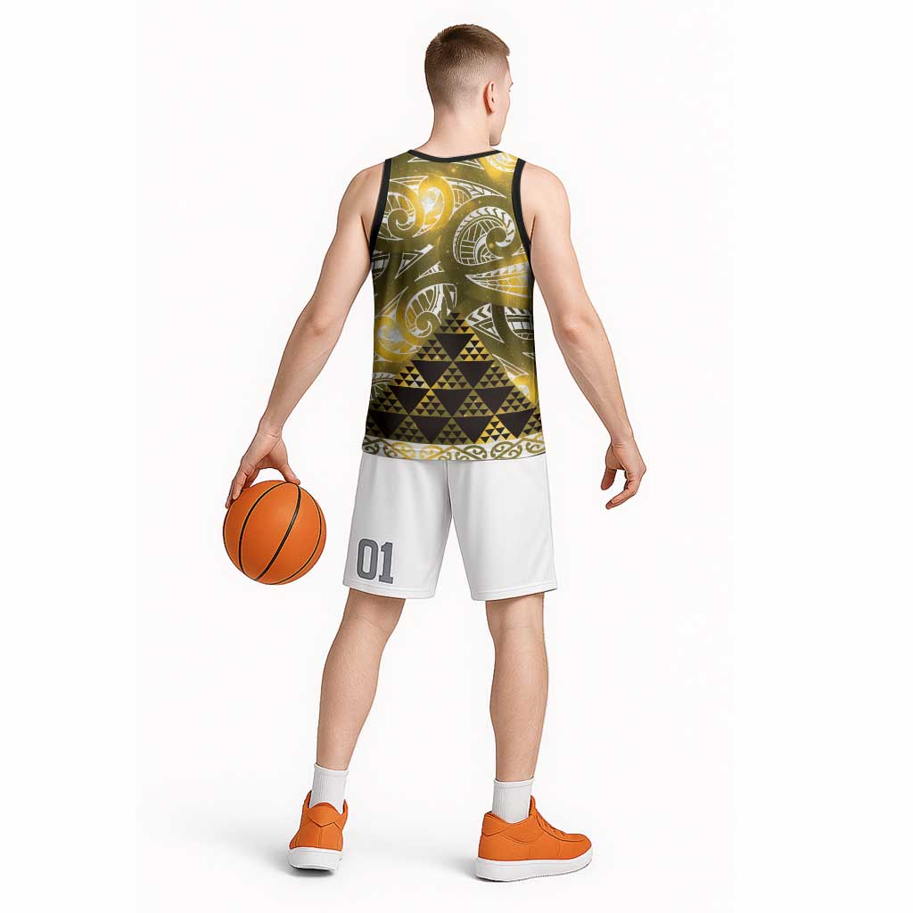 Matariki New Zealand Basketball Jersey NZ Niho Taniwha Maori New Year Yellow Galaxy
