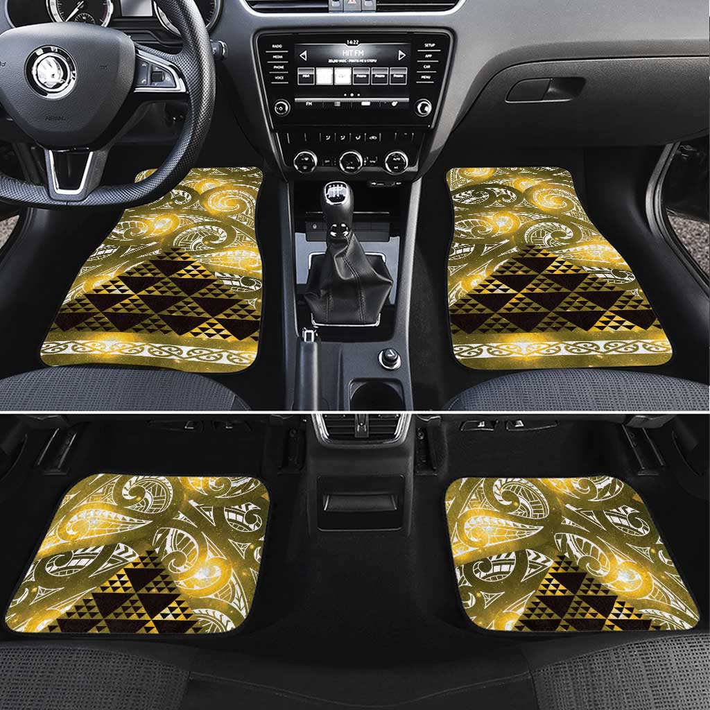 Matariki New Zealand Car Mats NZ Niho Taniwha Maori New Year Yellow Galaxy LT14 Set 4pcs Yellow - Polynesian Pride