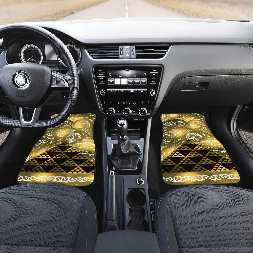 Matariki New Zealand Car Mats NZ Niho Taniwha Maori New Year Yellow Galaxy LT14 Set 2pcs - Front Yellow - Polynesian Pride